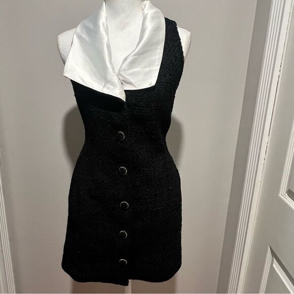 NWT Endless Rose Contrast Collar Tweed Mini Dress size medium women with pockets - Picture 5 of 16